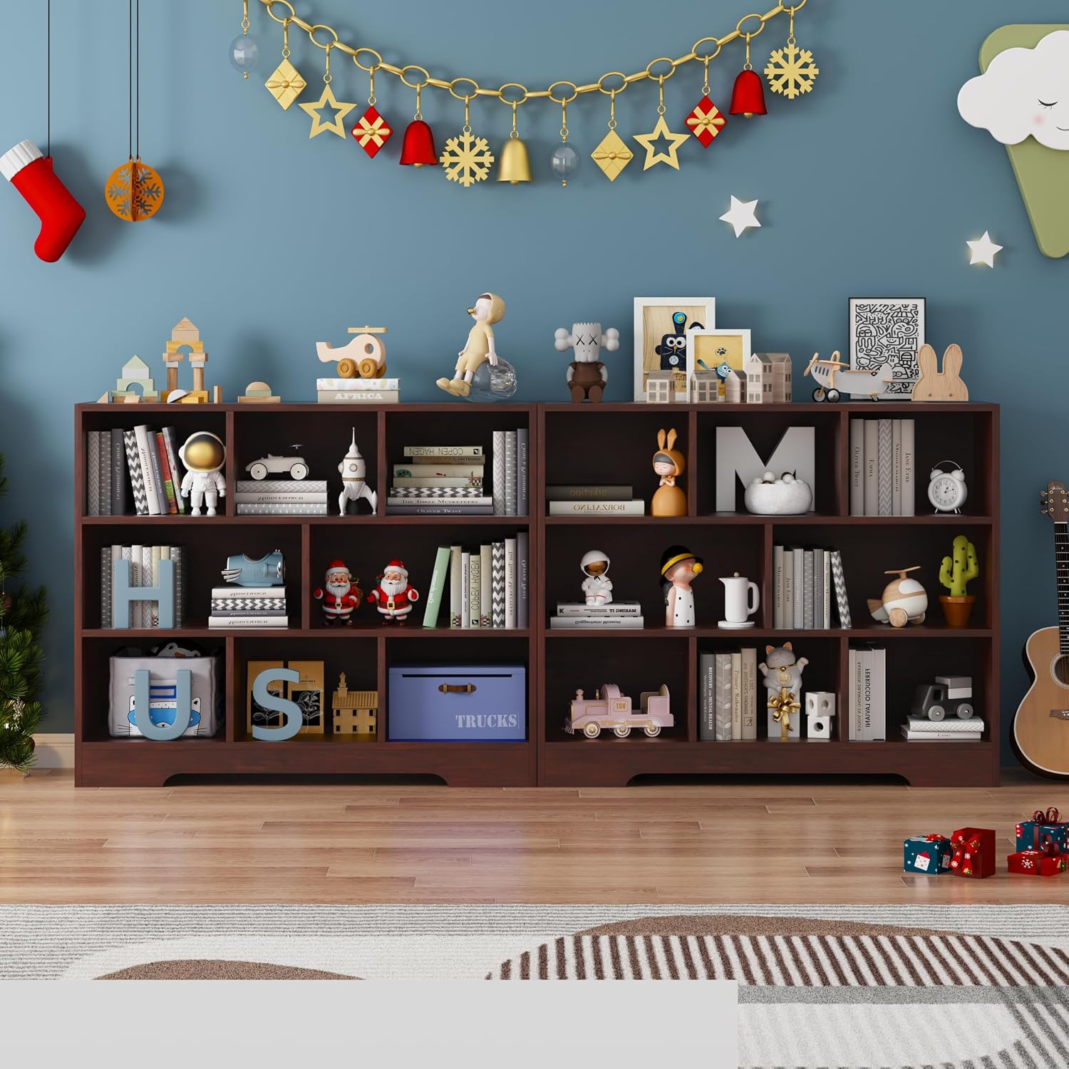 Book Shelf, 8 Cubes Storage Organizer, Open Shelf Bookcase Cherry Bookshelf