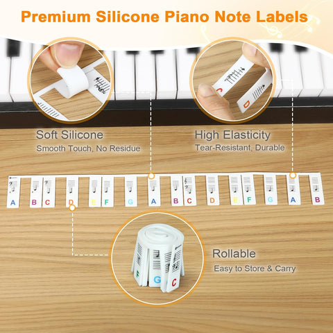 Piano Keyboard Stickers, Removable Piano Keyboard Note Labels for 88-Key