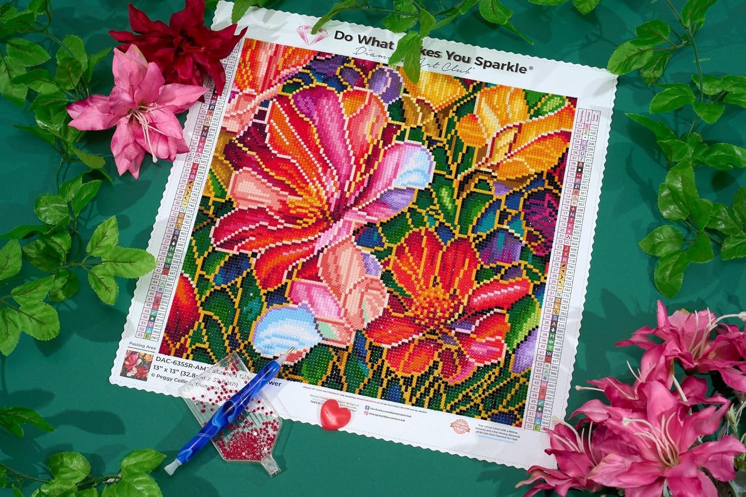 DIAMOND ART CLUB Stained Glass Flower Diamond Art Kits for Adults