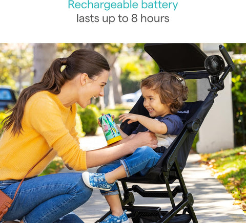 Munchkin Portable Stroller Fan for Baby, 4 Speed LED Lights, Black
