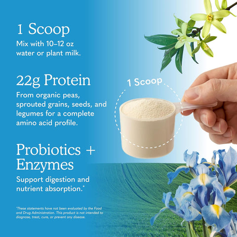 Garden of Life Protein Powder, Vegan Protein Powder, BCAA, Probiotics & Digestive Enzymes, Gluten & Lactose Free, Vanilla, 1.5 LB