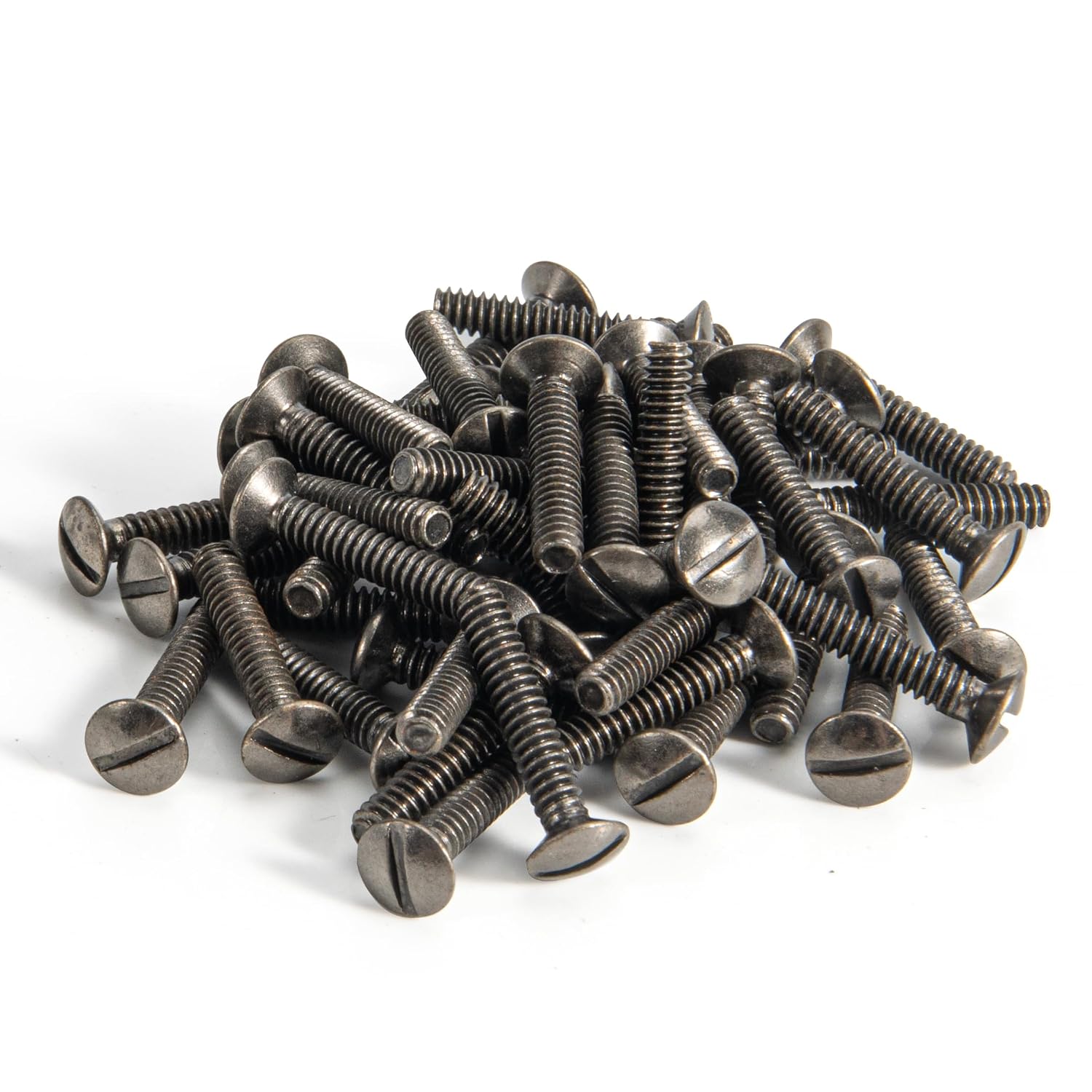 Henne Bery 3/8" Long 6-32 Thread, Oval Head Milled Slot Replacement Wall Plate Screws, 50 Pack, Antique Brass
