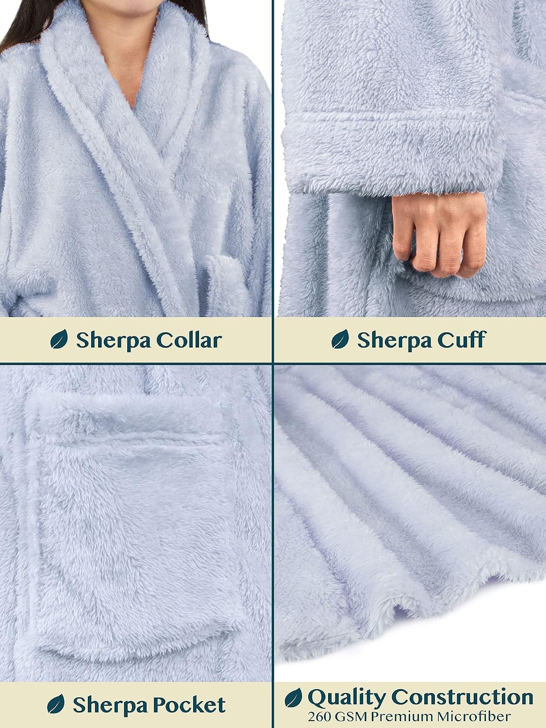 PAVILIA Premium Womens Plush Soft Robe, Fluffy Warm Fleece Sherpa Bathrobe