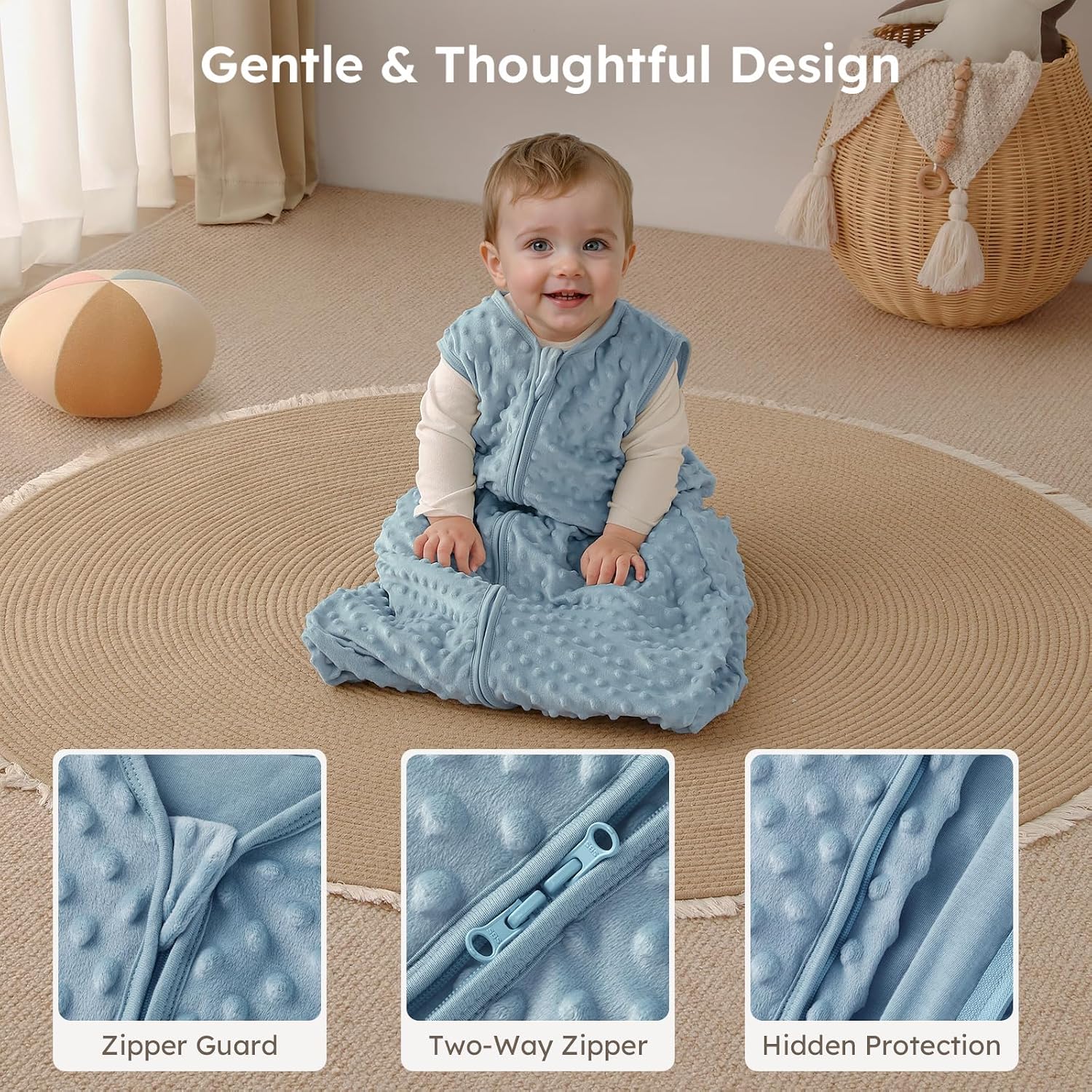 Yoofoss Baby Sleep Sack 6-12 Months TOG 1.5 Fleece with Plush Dots 2 Pack