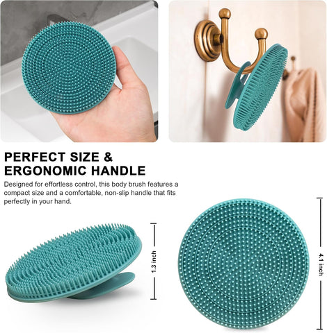 INNERNEED Silicone Body Scrubber Gentle Exfoliating Brush Set, Green+ Pink