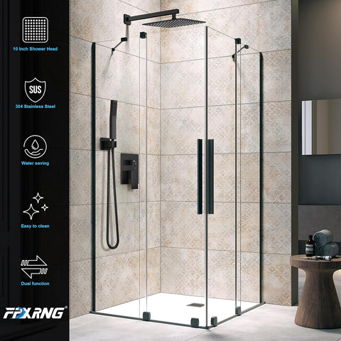 FPXRNG Shower Faucet Set with 10 Inch Matte Black Rain Shower Head