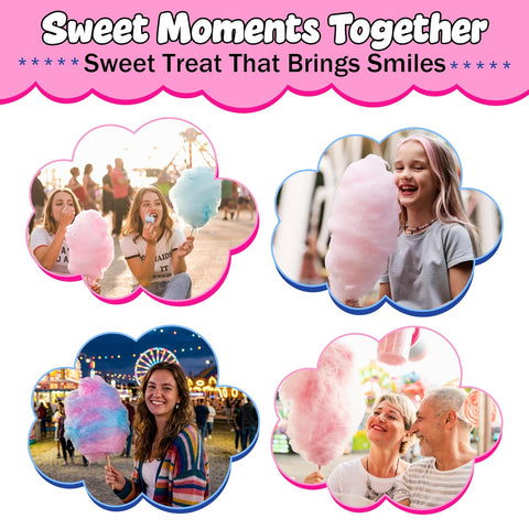 Perfectware 2 Pack Cotton Candy Floss Sugar with 100 Count Paper Cotton Candy Cones. Pink Vanilla and Blue Raspberry. (Two 3.25 lb Containers w/100 Cotton Candy Cones)