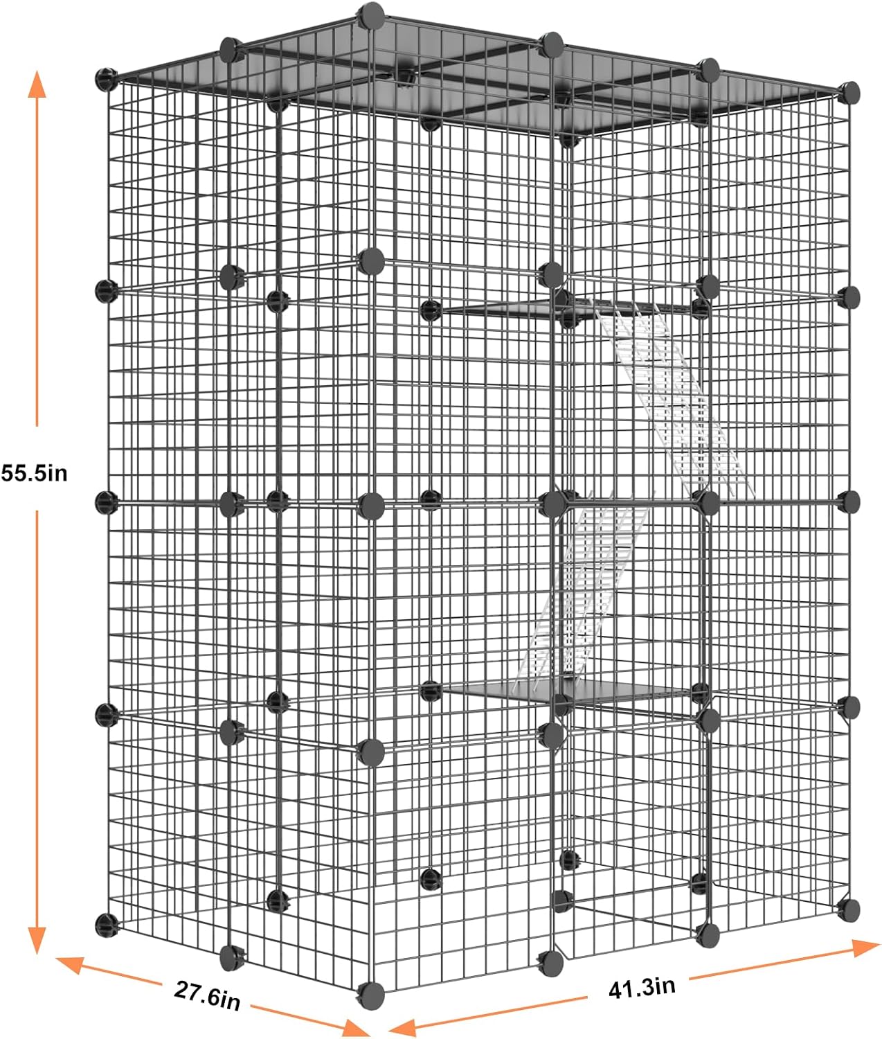 PAWING Cat Large Enclosure - DIY Catio Ideal for 1-3 Cats, Indoor & Outdoor, Detachable Metal Wire Kennel, 2x3x4 Exercise Place