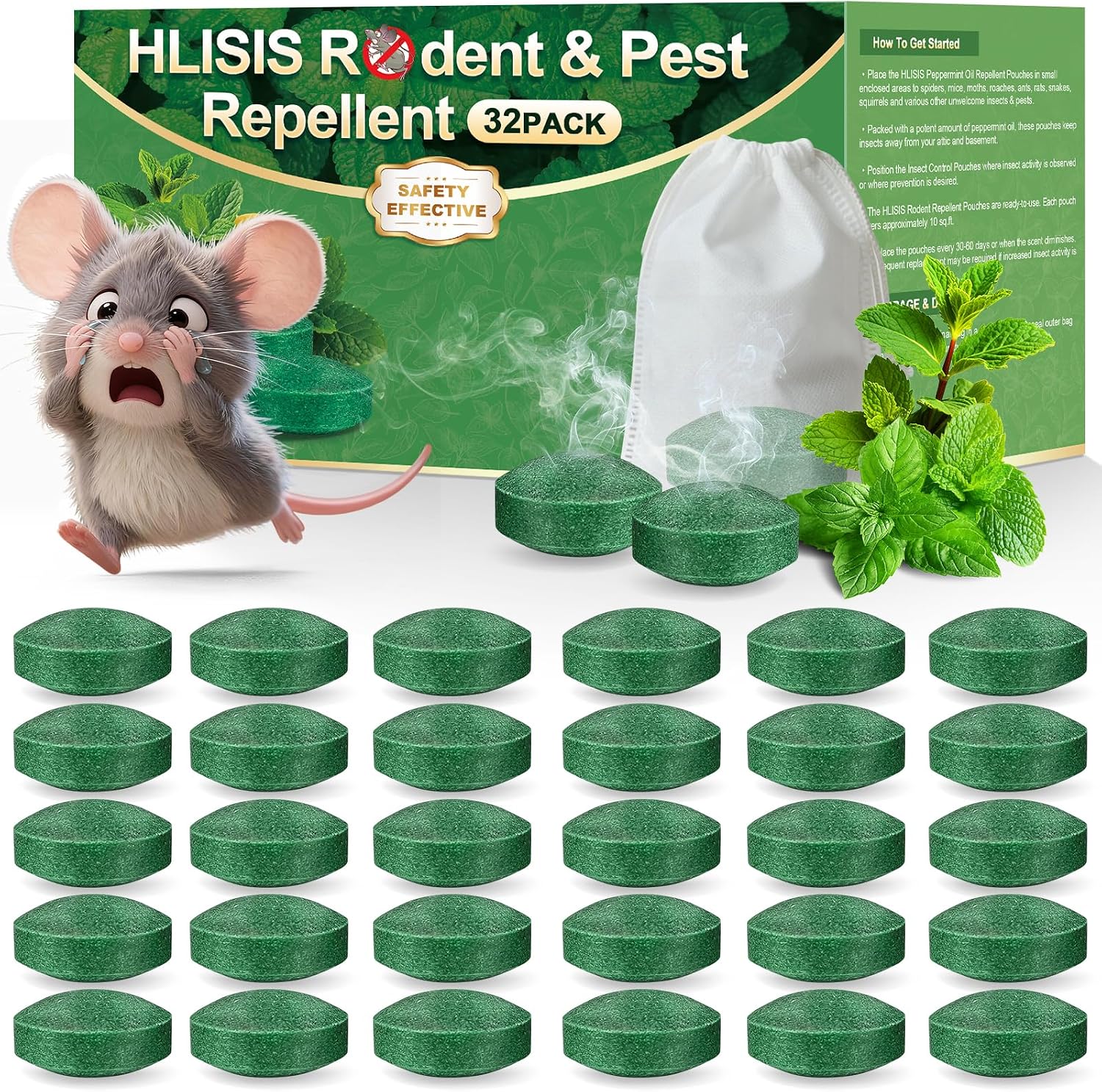 32PCS Rodent Repellent, Natural Peppermint Oil for Mice, Peppermint