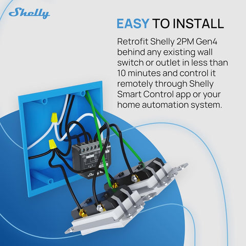 Shelly 2PM Gen4 Smart Relay Switch, WiFi Matter & Zigbee, 2-Channel, 2 Pack
