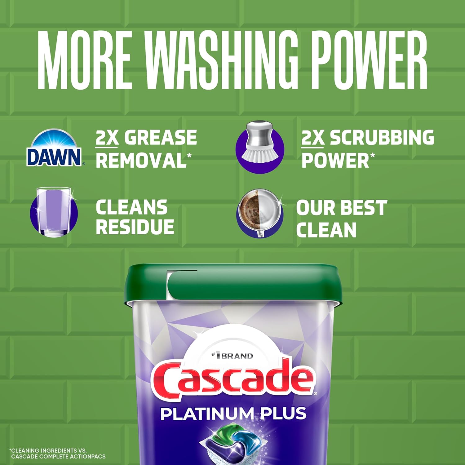 Cascade Platinum Plus Dishwasher Detergent Pods Dish Soap Lemon 57 Count