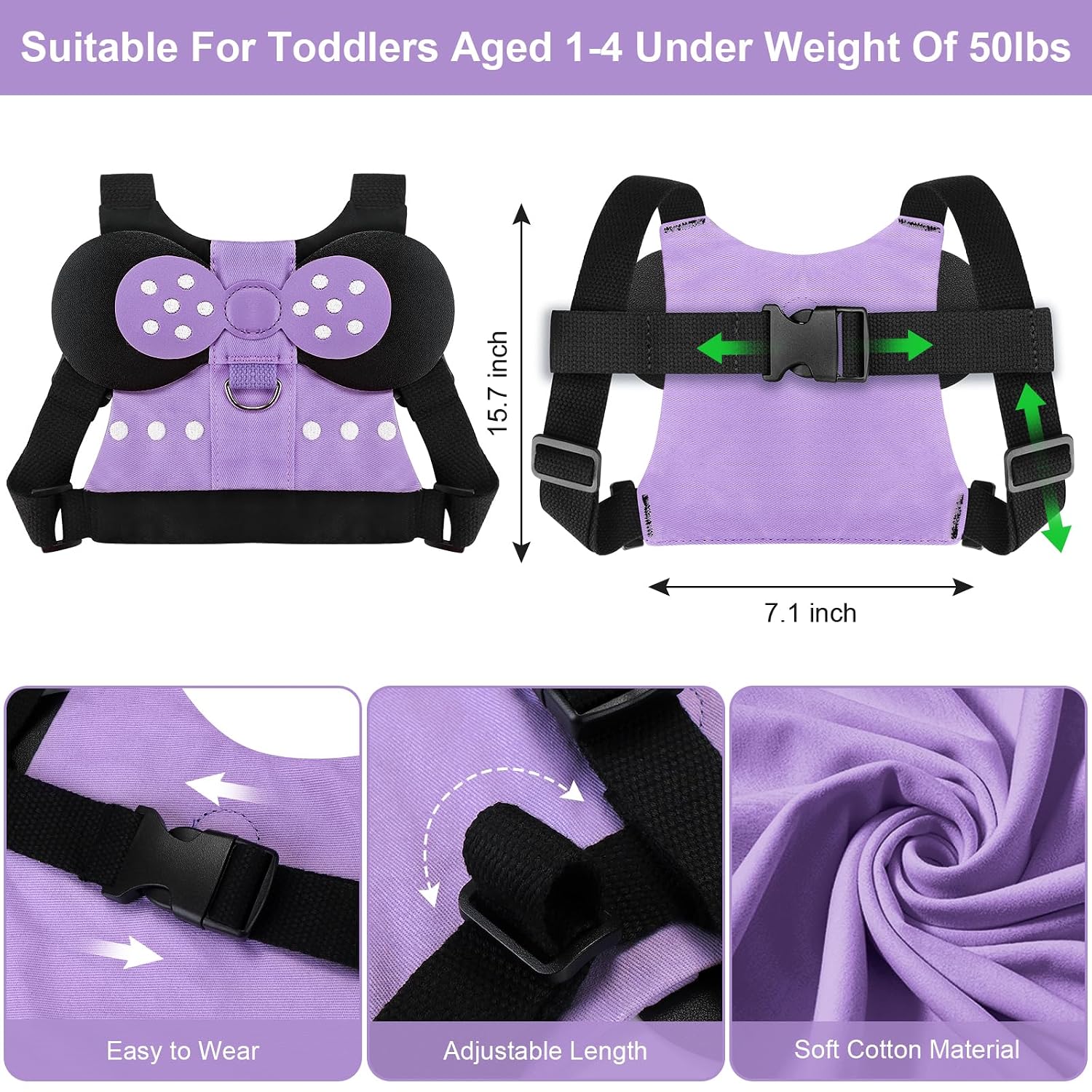 Accmor Toddler Harness Leashes + Anti Lost Wrist Link, Cute Child Safty Harness Leash Belt for Kids, Baby Anti Lost Leash Walking Harness Wristband Adjustable Assistant Strap for Girls/Boys to Travel