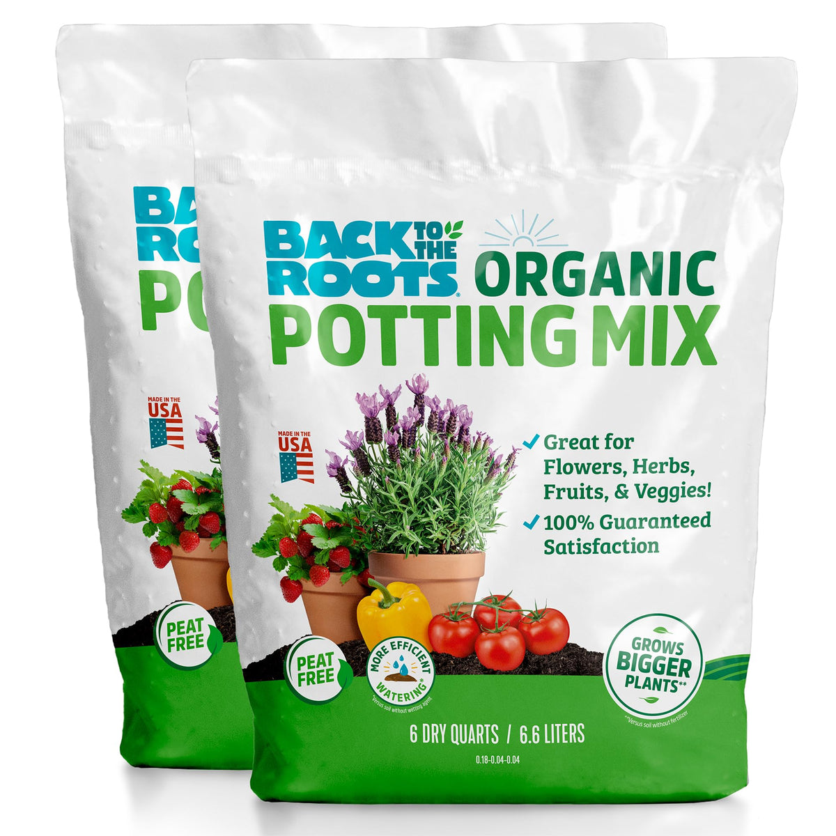 Back to the Roots 100% Organic Potting Mix (Value 12 Quart) | Premium Blend | Made in The USA