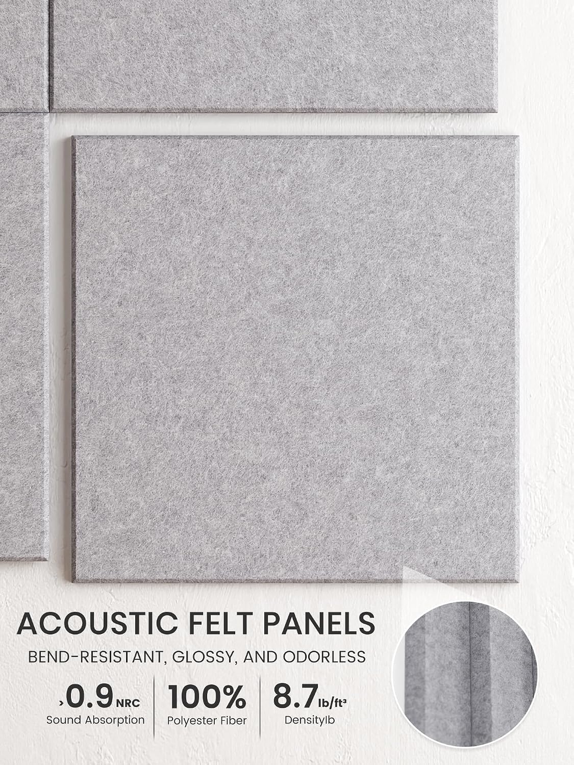 Bumusty 36"x 24" Large Felt Bulletin Board Tiles, Soft Gray