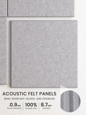 Bumusty 36"x 24" Large Felt Bulletin Board Tiles, Soft Gray