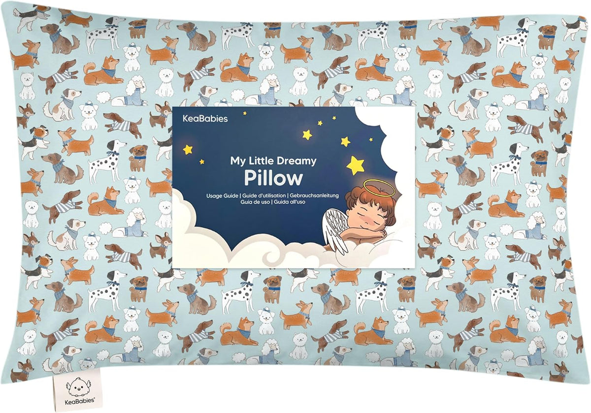 Toddler Pillow with Pillowcase, 13x18 My Little Dreamy Pillow (Dogs)