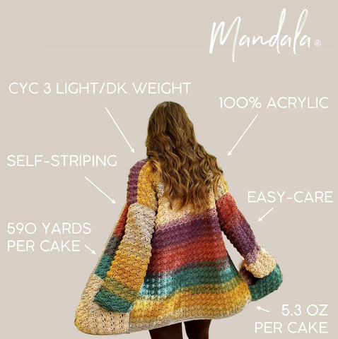 Lion Brand Yarn, Mandala DK Crochet Yarn, Groot, Multicolor, 3 Pack