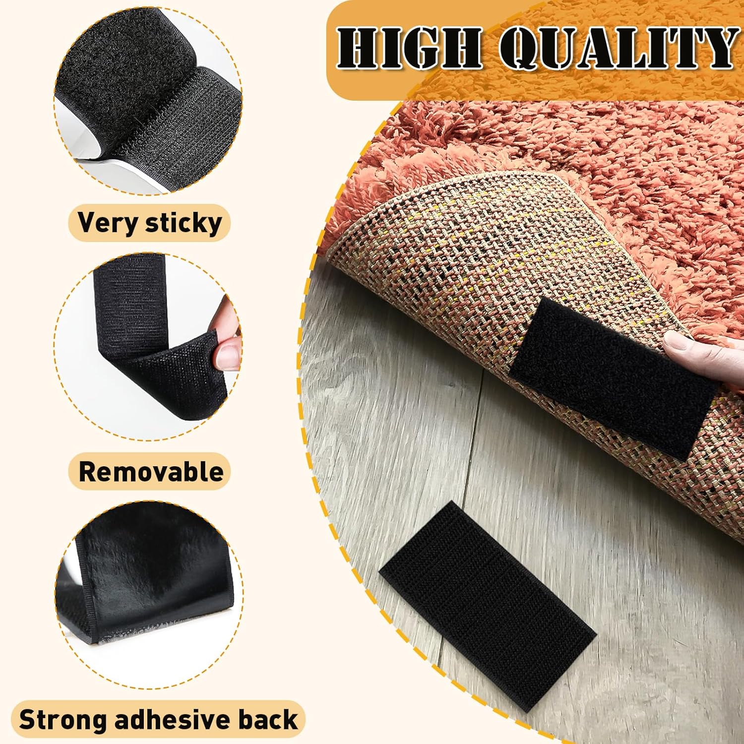 32 Ft × 1 Inch Hook and Loop Strips with Adhesive, Nylon, 2 Rolls Black