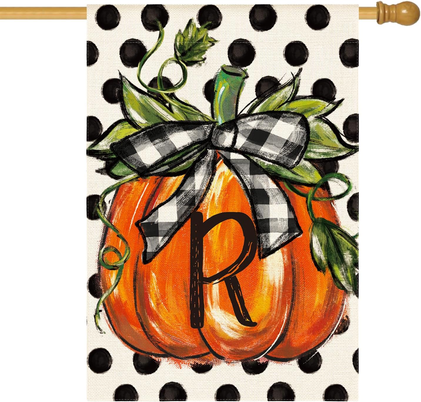 AVOIN colorlife Fall Monogram Letter R House Flag 28x40 Inch for Outside