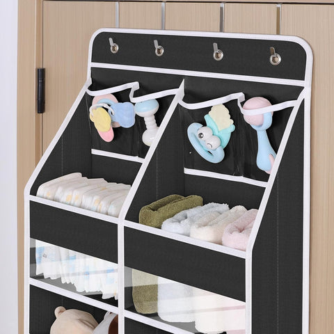 Univivi Upgraded Over the Door Organizer for Baby Nursery, Black, 5-Shelf