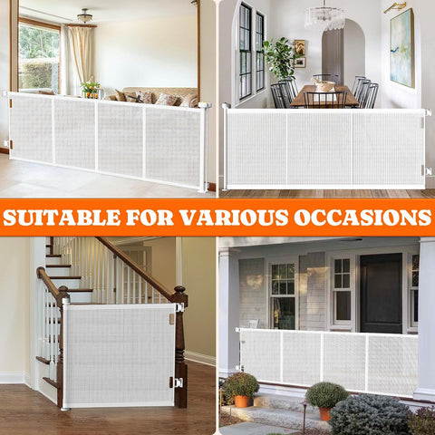 Pawtners Retractable Baby Gates, 41" Tall Extends up to 71" Wide, White