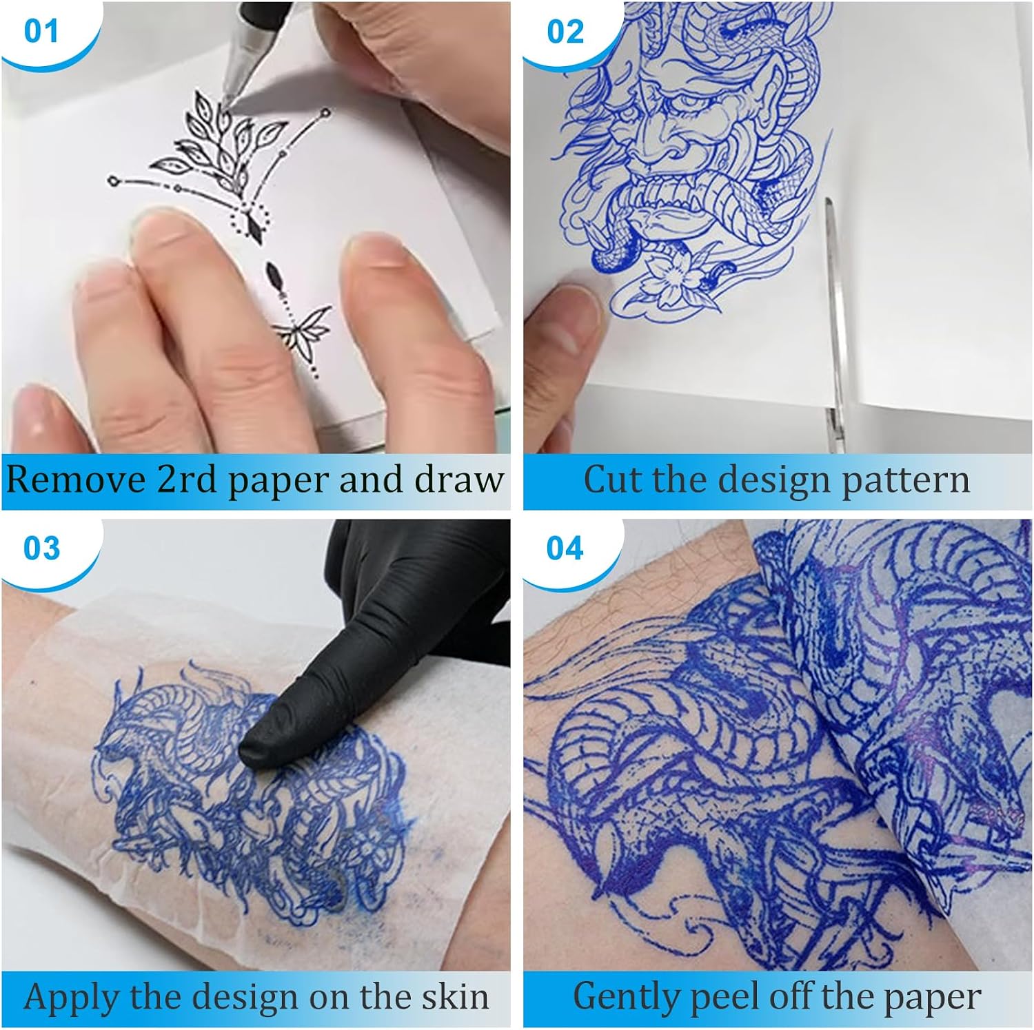 Emalla Tattoo Transfer Paper 100 Sheets Thermal Stencil Paper for Tattooing