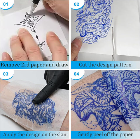 Emalla Tattoo Transfer Paper 100 Sheets Thermal Stencil Paper for Tattooing