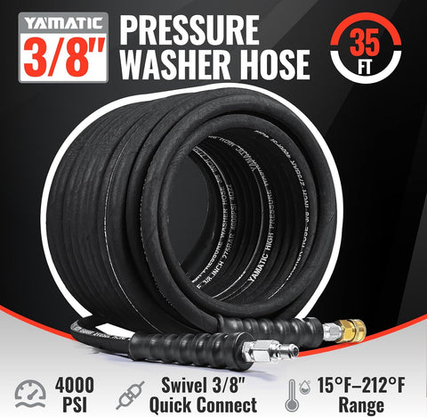YAMATIC 3/8 in Pressure Washer Hose, 4000 PSI, 35 FT