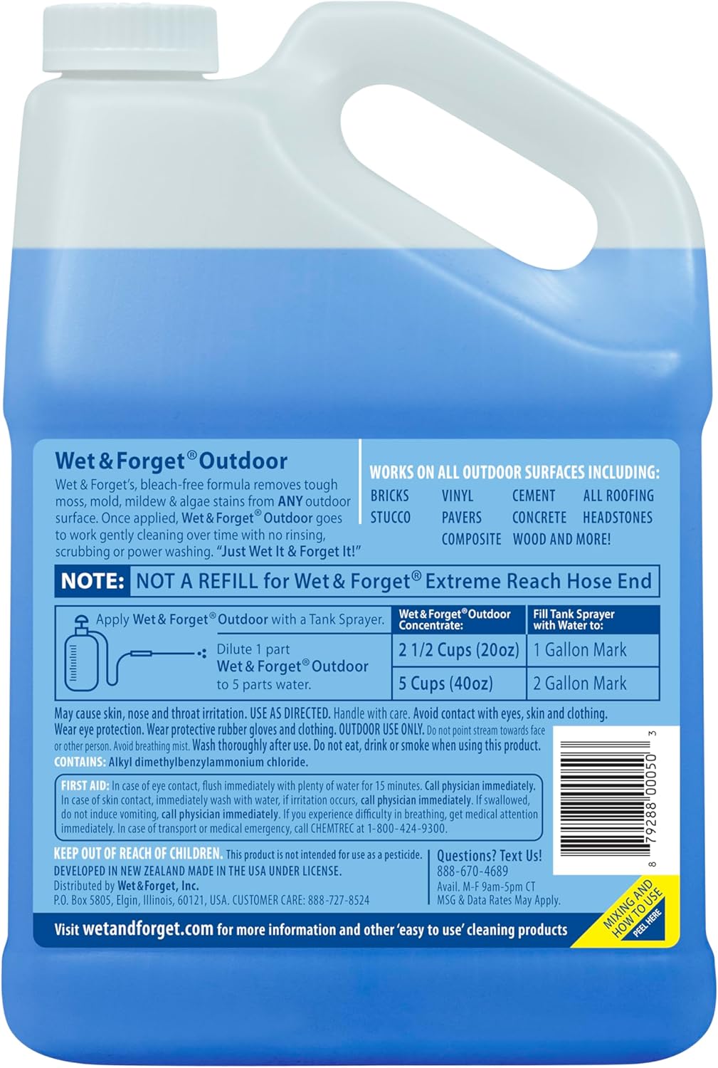 Wet & Forget Outdoor Cleaner & Stain Remover - Mold, Mildew & Algae, 128oz