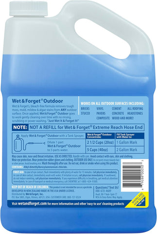 Wet & Forget Outdoor Cleaner & Stain Remover - Mold, Mildew & Algae, 128oz
