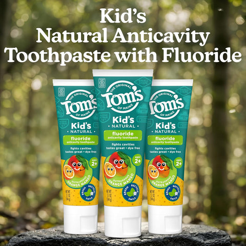 Tom's of Maine Natural Kids Fluoride Toothpaste, Orange Mango, 3Pk, 5.1 oz