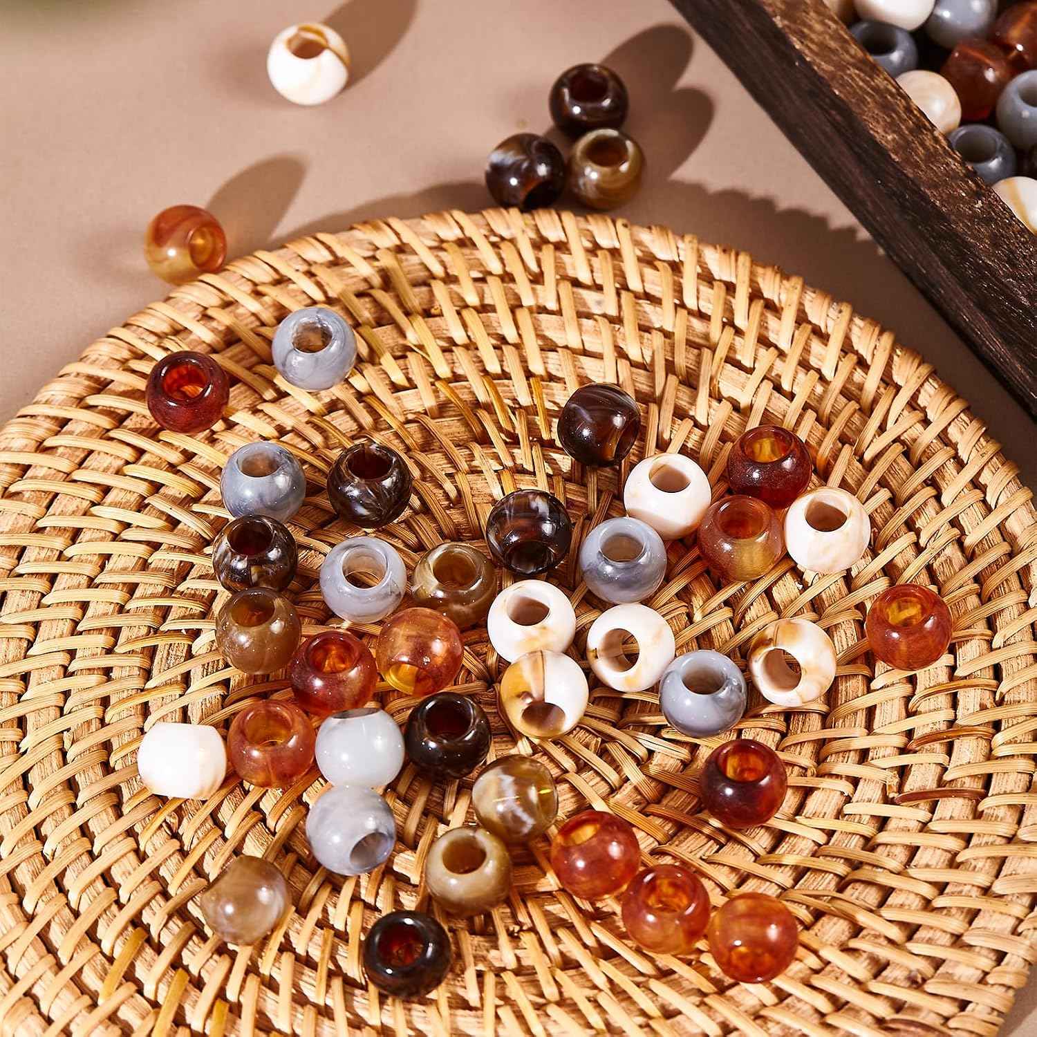 160pcs 12mm Acrylic Beads Large Hole for Craft Jumbo Hair Beads (Hole5.5mm)