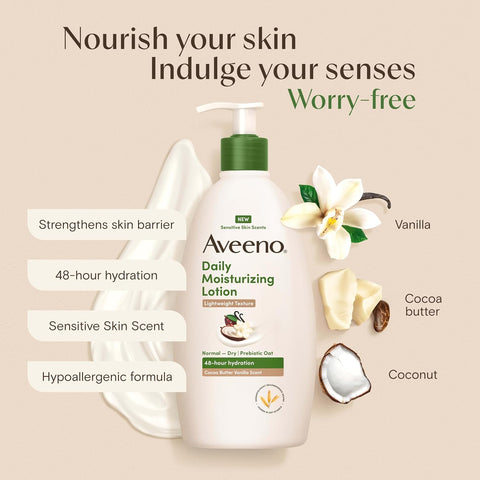 Aveeno Daily Moisturizing Lotion, Cocoa Butter Vanilla, 18 fl. oz