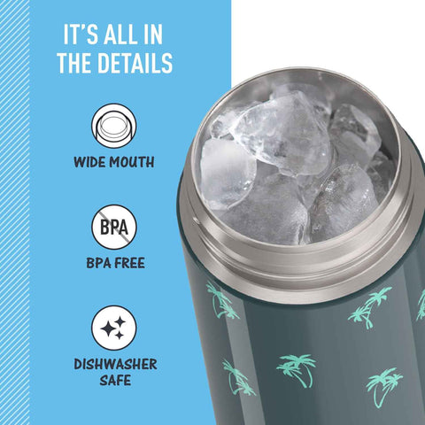 THERMOS FUNTAINER Water Bottle with Spout, 16oz, Palm Trees