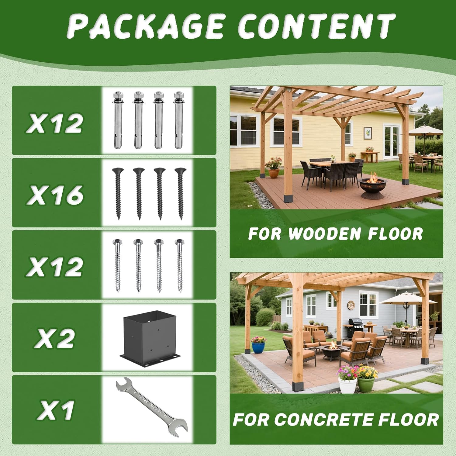 2 Pcs 4"x 6" Post Base Brackets(Acturl Fit 3.6"x5.6") Post