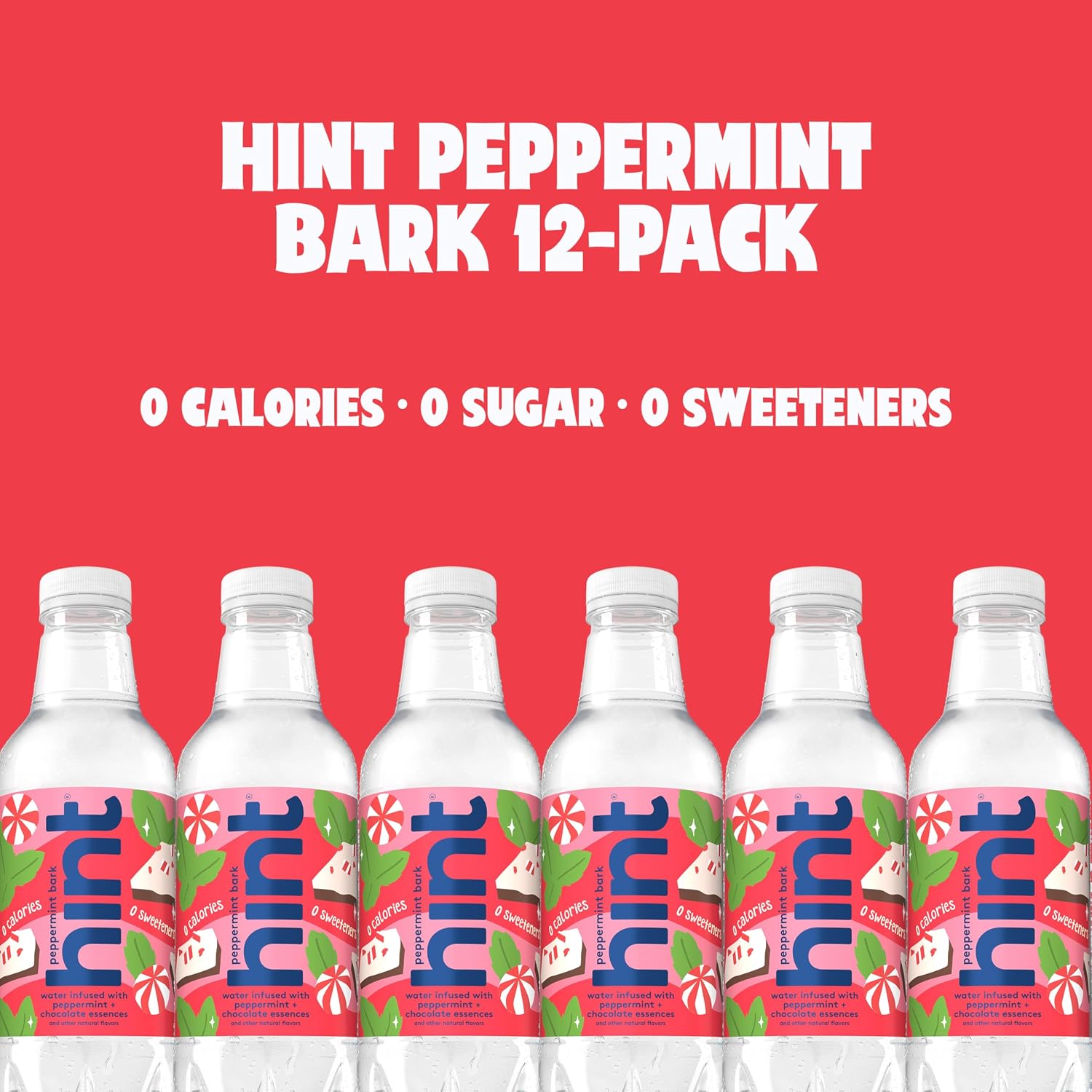 Hint Flavored Water Zero Sugar 0 Calories - Peppermint Bark (12 pack)