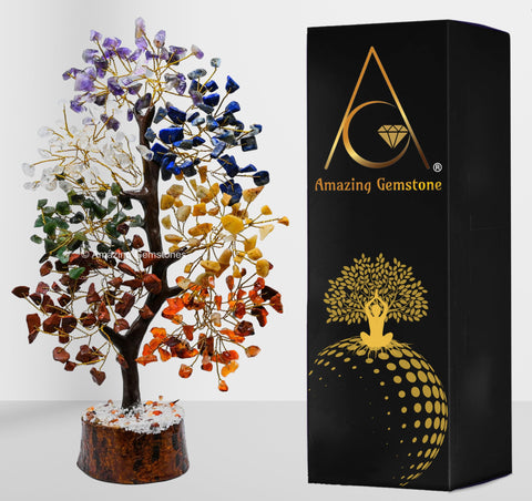 Chakra Tree Crystals and Healing Stones Birthday Gifts for Women - Crystal Tree of Life Home Decor Stocking Stuffers, Bookshelf Room Decor, Meditation Gift for Mom Dad, Unique Birthday Gifts for Men
