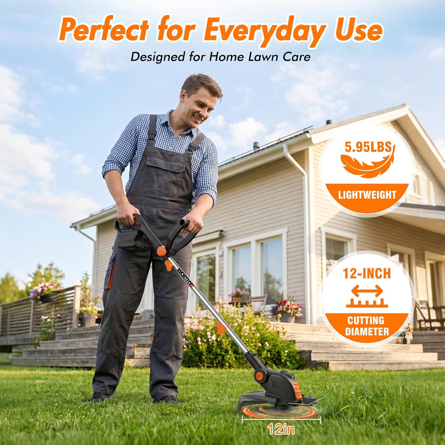 Electric Weed Wacker Eater Cordless Battery Powered String Trimmer Whacker