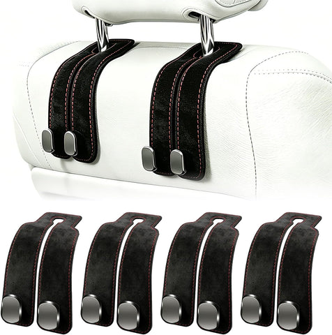 Amelity Car Headrest Hooks, Purse Hook for Car 4 Pack Black