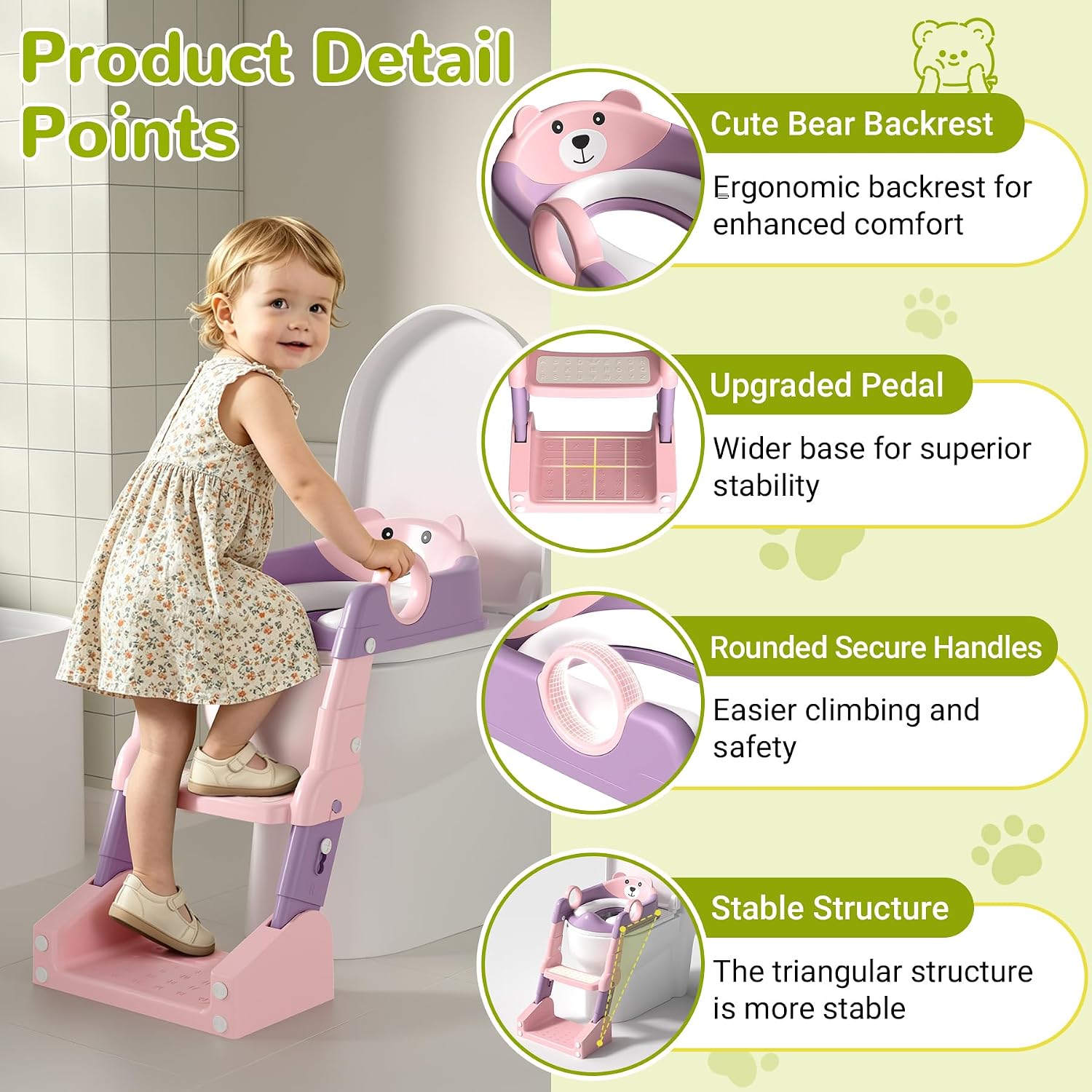COOSEYA 2-in-1 Potty Training Seat & Potty Chair, Toddler Toilet Seat with Step Stool Ladder, Height Adjustable Foldable Potty Training Toilet for Kids Boys Girls with Splash Guard & Anti-Slip Steps