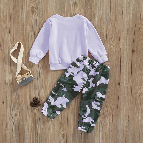 Toddler Girls Clothes 1T 2T 3T 4T 5T Fall Outfits Sweatshirt Camo Pants Set
