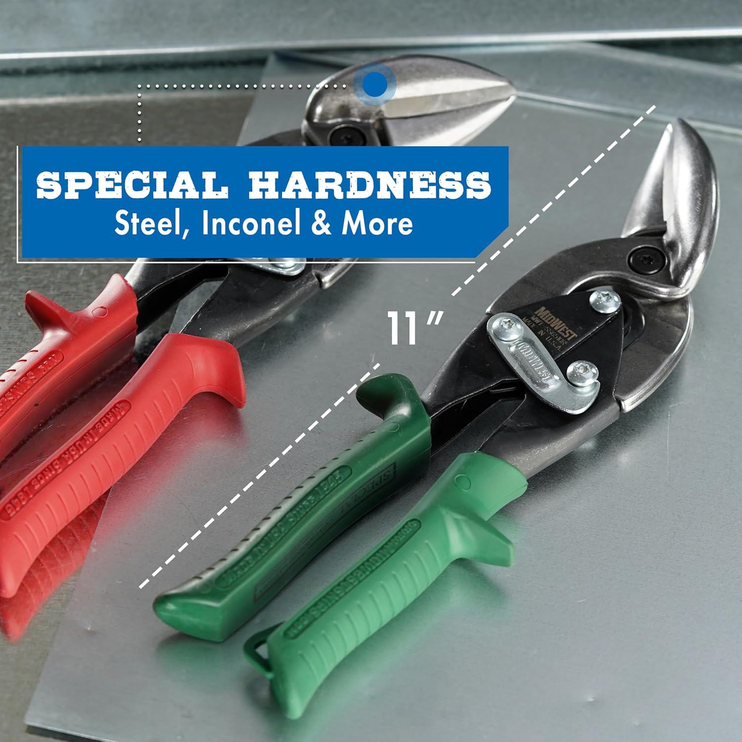 MIDWEST Special Hardness Aviation Snips, Left & Right Cut Offset