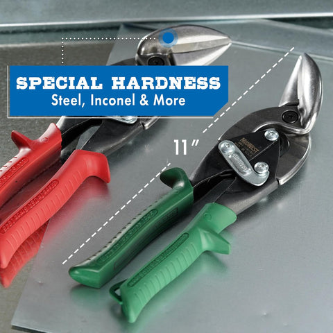 MIDWEST Special Hardness Aviation Snips, Left & Right Cut Offset