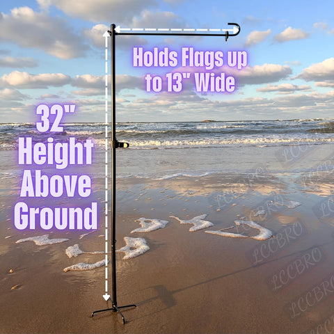LCCBRO Garden Flag Stand No Spin for Outside 12 x 18 Flag Heavy Duty, Small Flag Holders for Yard and Garden, Flagpole Holder with 5 Prong Base Sturdy