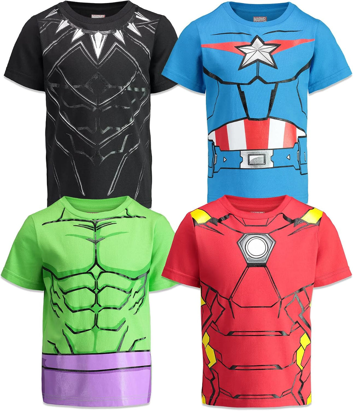 Marvel Avengers 4-Pack Short Sleeve T-Shirts Toddler to Big Kid