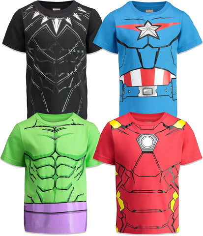 Marvel Avengers 4-Pack Short Sleeve T-Shirts Toddler to Big Kid