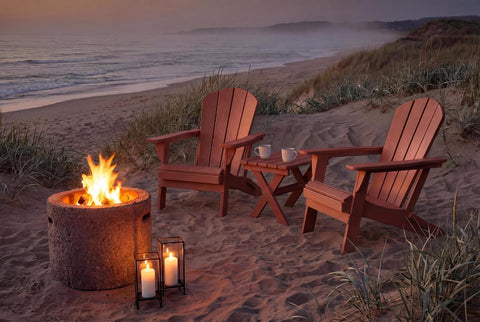 Folding Adirondack Chairs Set of 2 with Cup Holder, Heavy Duty HDPE Plastic Outdoor Lounge Chairs, All-Weather Resistant Patio Furniture for Fire Pit, Backyard, Deck, Porch, Coral