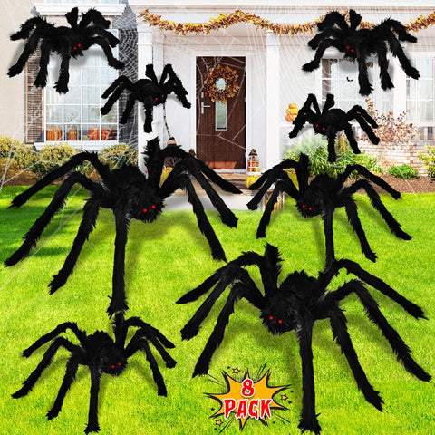 Halloween Decorations Outdoor Large Spiders: 8 Pack Halloween Spiders Decor