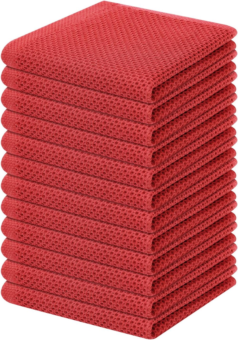 Homaxy 100% Cotton Waffle Weave Kitchen Dish Cloths 12-Pack, Brick Red