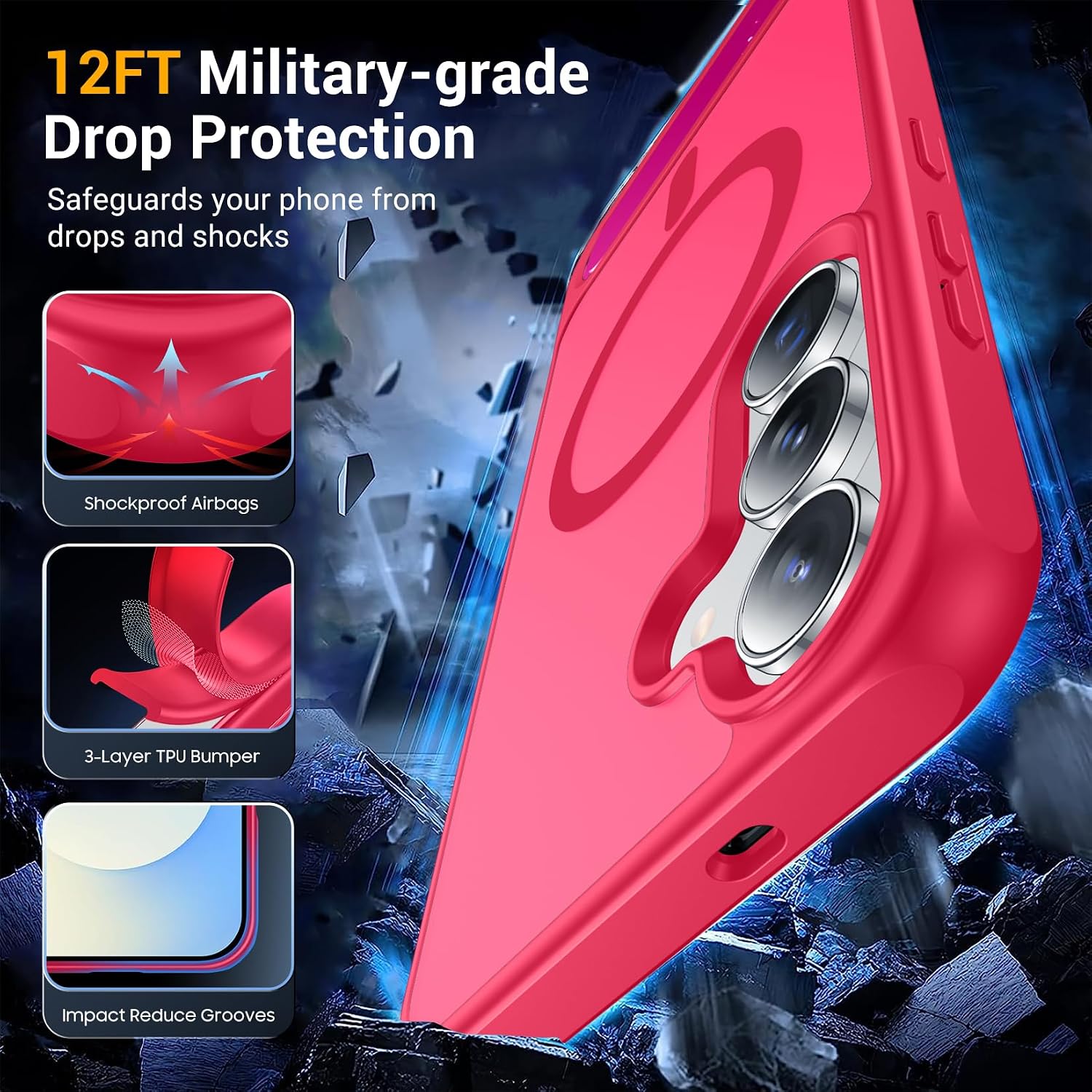 SPIDERCASE for Samsung Galaxy S25 FE Case,Built-in Stand,Rose Red